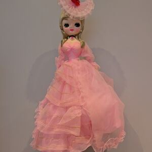 Vintage 60s Bradley Big Eyes Southern Belle Pink Doll with Hat